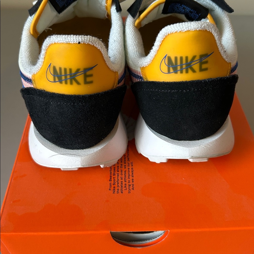 Nike waffle racer. Women’s 8.5. White black yellow pink. Good condition. - Picture 2 of 9